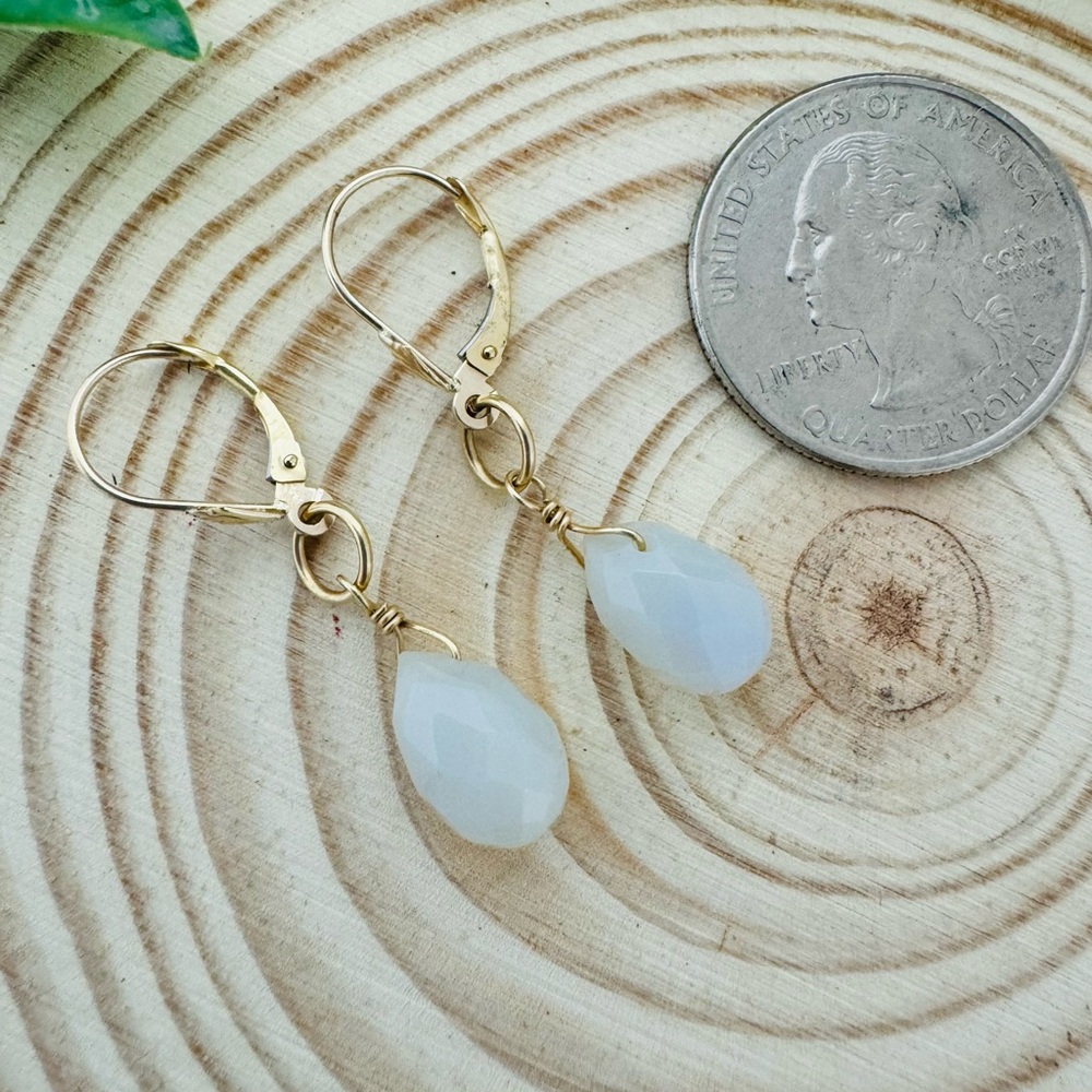 Opalite Teardrop Earrings Gold Plated Leverbacks
